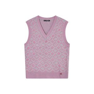 Acne Soft Pink and Gray Geometric V-Neck Sweater Vest